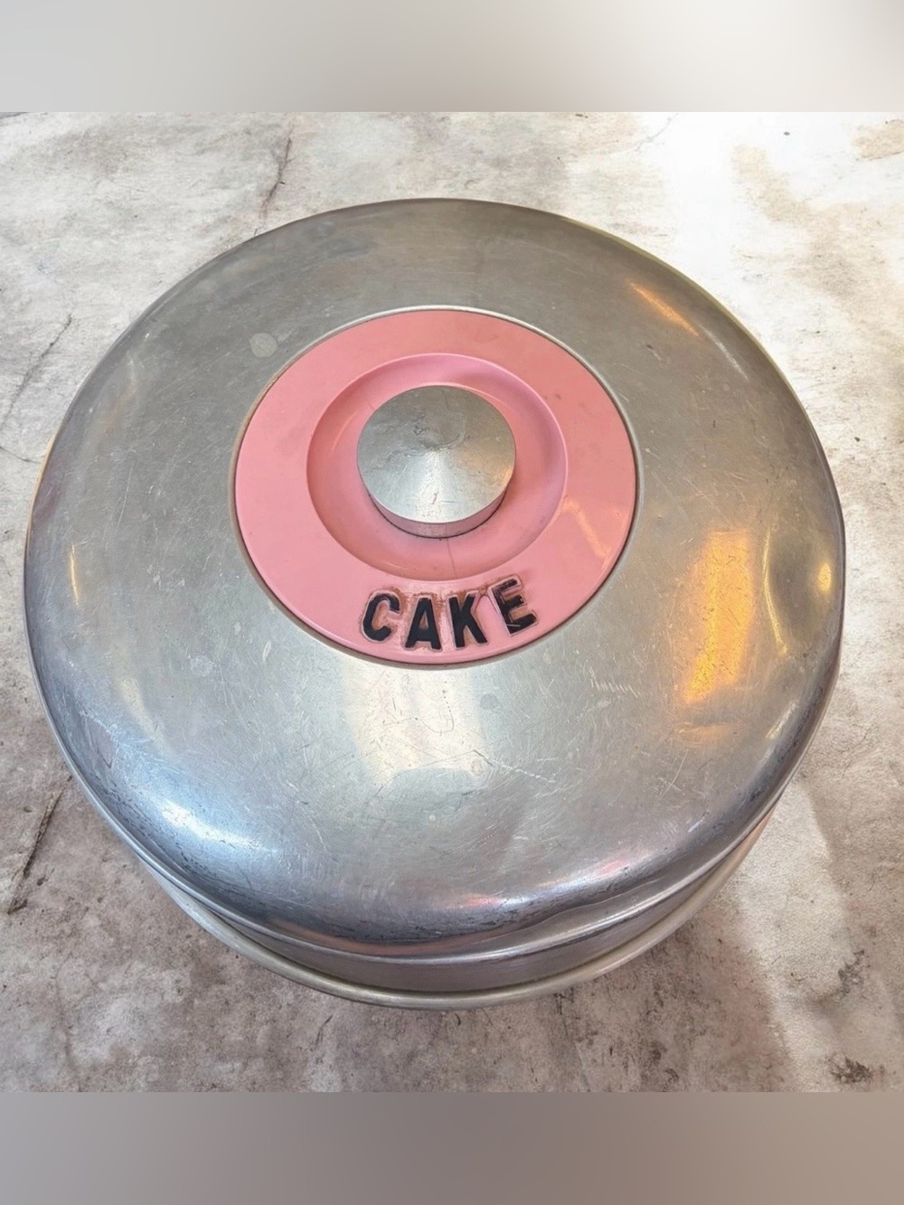 VTG KROMEX Pink Accent Cake Carrier with Aluminum Dome 1950’s